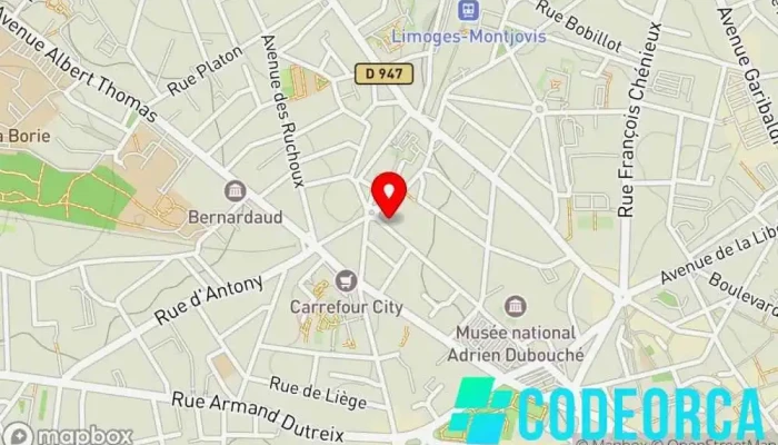 carte de 3310 Street. Concepteur de sites Web, Agence de publicité, Entreprise de logiciels, Service d'hébergement de site Web à Limoges