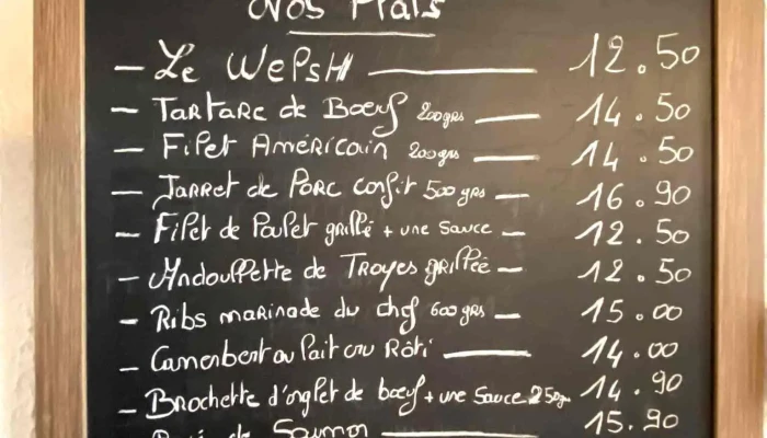 Auberge De La Hooghe Moote -  Menu - Ghyvelde