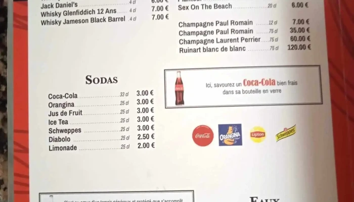 Brasserie Au Bon Coin -  Menu - Grandvilliers