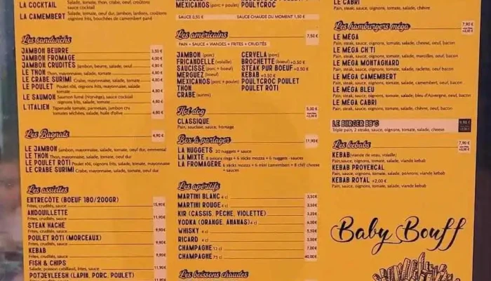 Le Bbsbar Menu - Quend