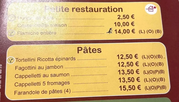 Le Canari -  Menu - Cousolre