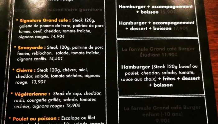 Le Grand Cafe -  Menu - Niort